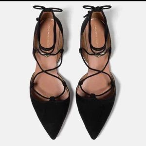 Zara Lace up Dorsay Black flats